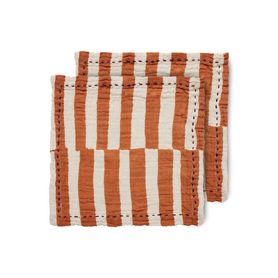 Cotton napkins striped tangerine (set of 2) - House of Orange