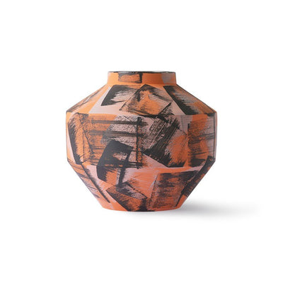 Hand Brushed Ceramic Vase Orange/black - House of Orange
