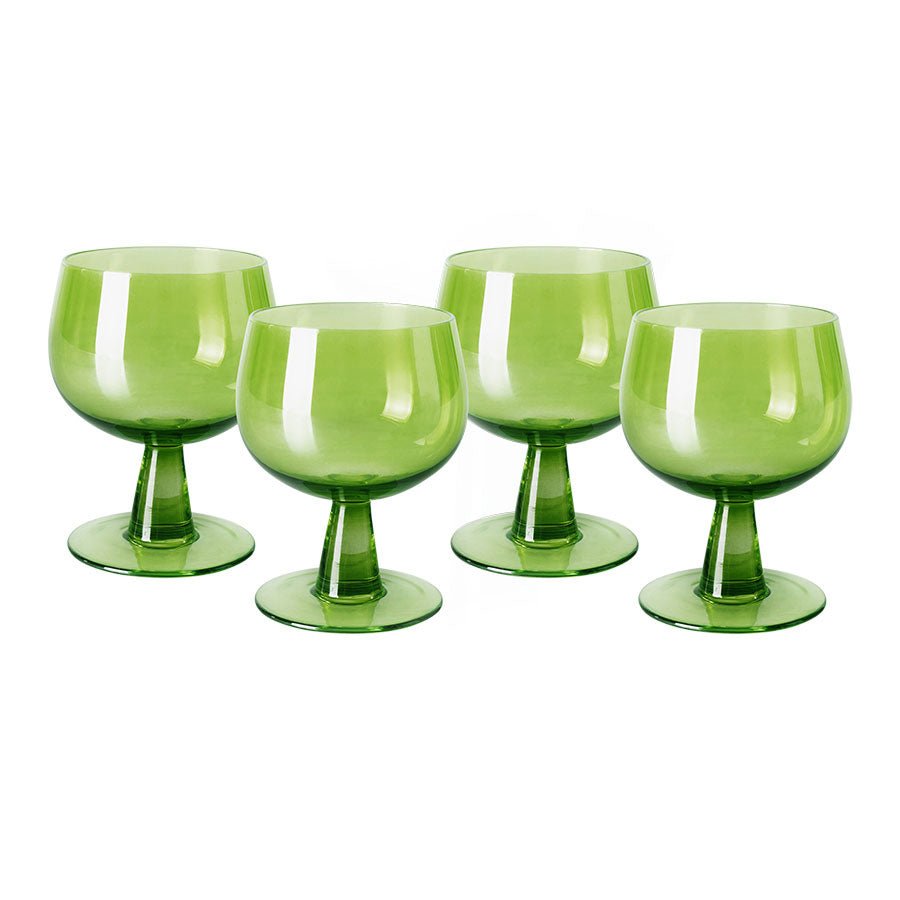 The Emeralds Wine Glass Low Lime Green (Set of 4) - House of Orange