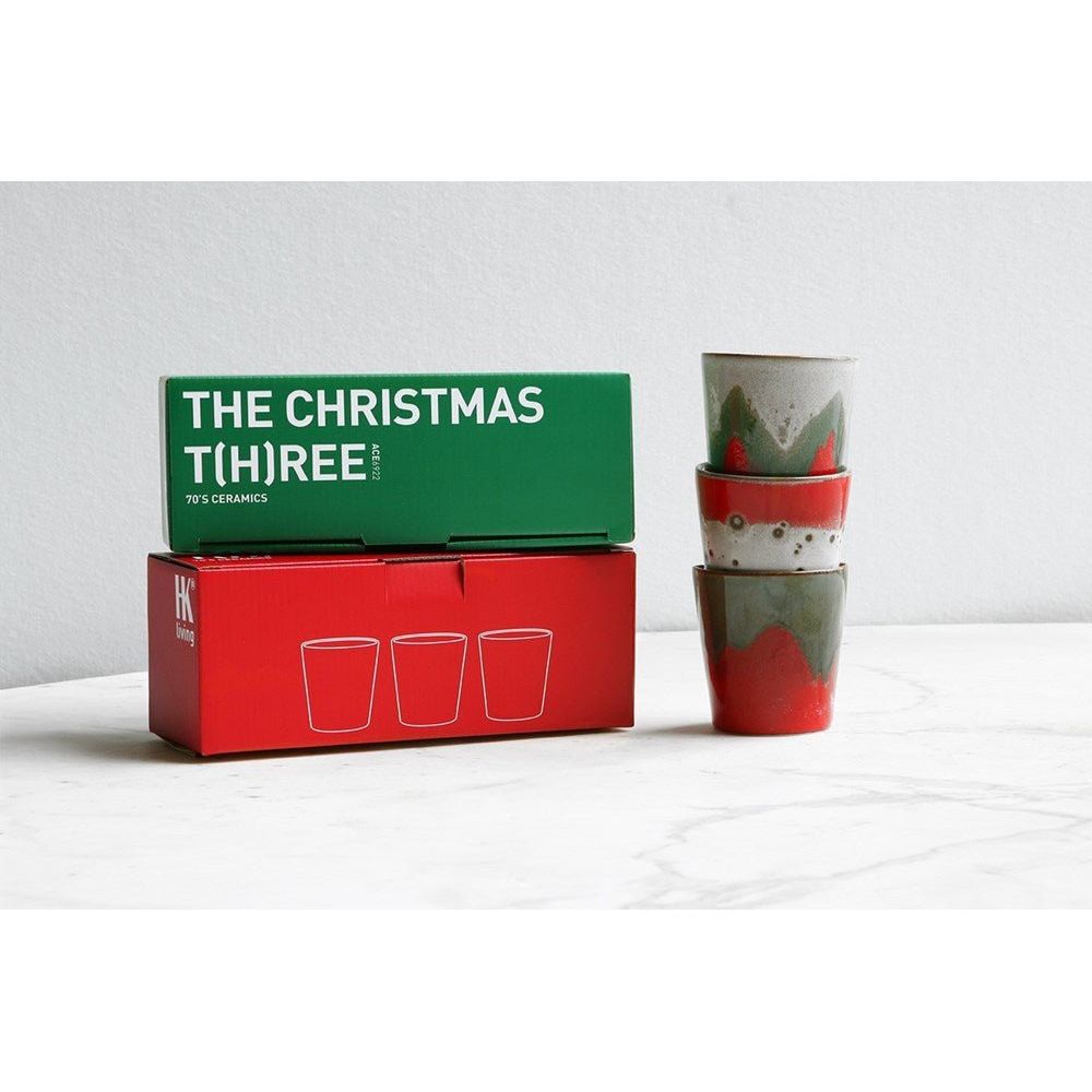 70's Ceramics Mugs 180ml Christmas (Set of 3) - House of Orange