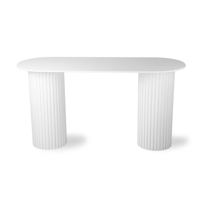 White Pillar Side Table, Oval - House of Orange