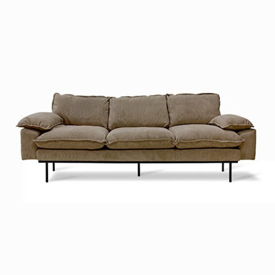 Retro Couch: 3 Seats, Corduroy Rib, Brown - House of Orange