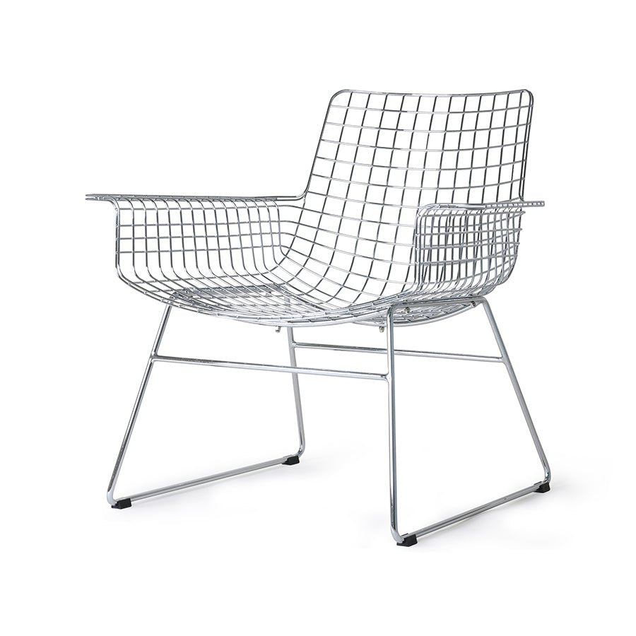 Metal Wire Lounge Chair Chrome with Seat Cushion - House of Orange