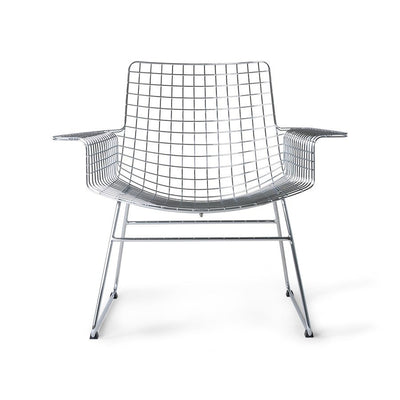 Metal Wire Lounge Chair Chrome with Seat Cushion - House of Orange