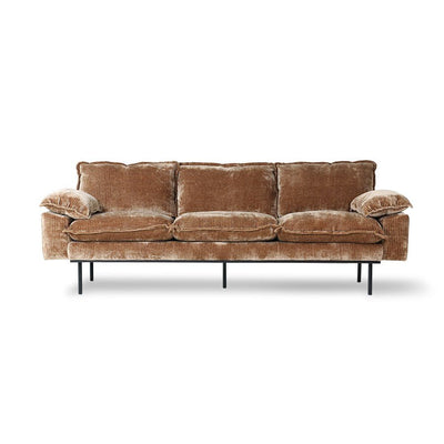 Retro Couch: 3 Seats, Velvet Corduroy, Aged Gold - House of Orange