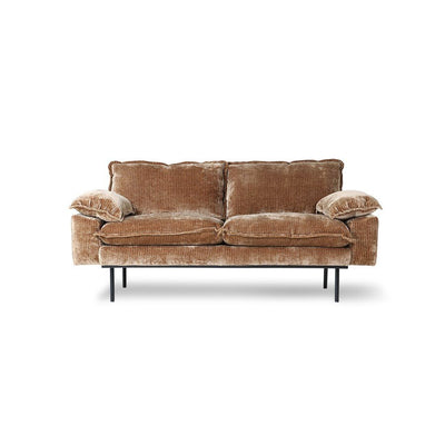 Retro Couch: 2 Seats, Velvet Corduroy, Aged Gold - House of Orange