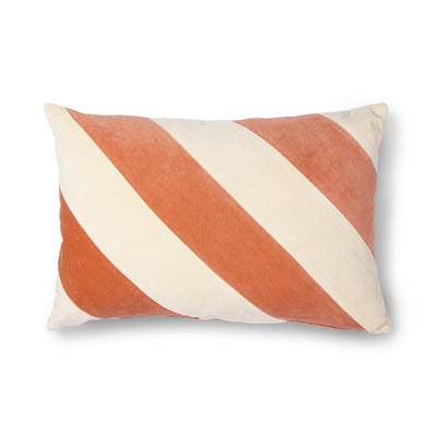 Striped Cushion Velvet Peach/Cream (40x60cm) - House of Orange