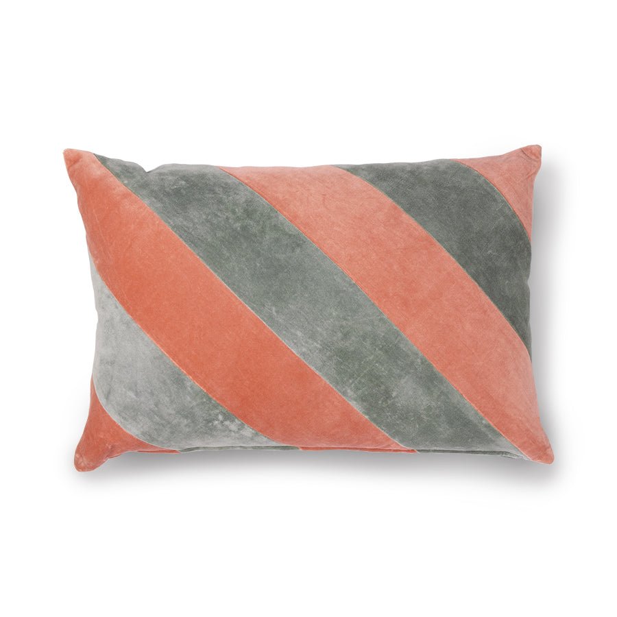 Striped Cushion Velvet Grey/Nude (40x60cm) - House of Orange