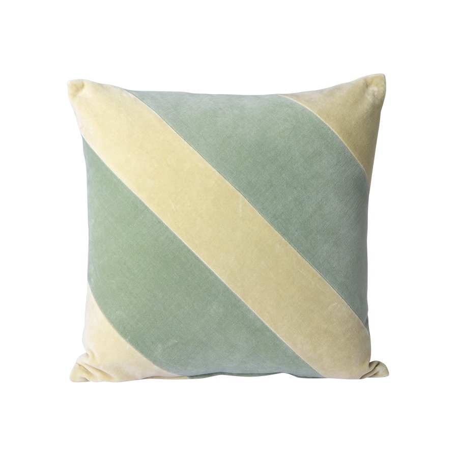 Striped Velvet Cushion Mint/Green (45x45) - House of Orange