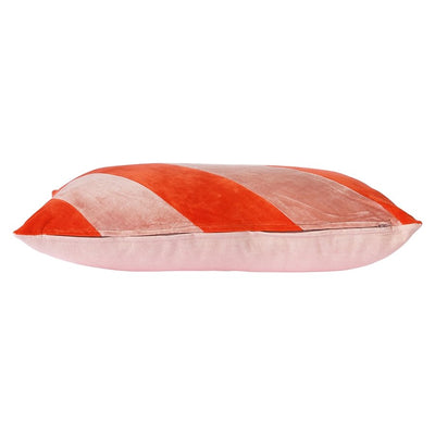 Striped Velvet Cushion, Red/Pink - House of Orange