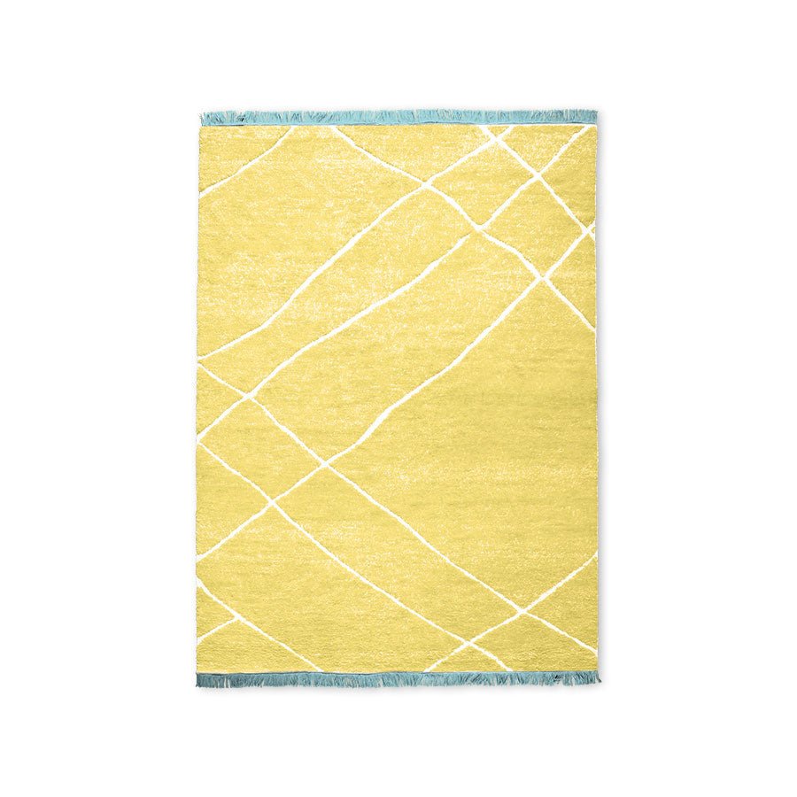 Hand Knotted Woollen Rug Yellow (180x280cm) - House of Orange