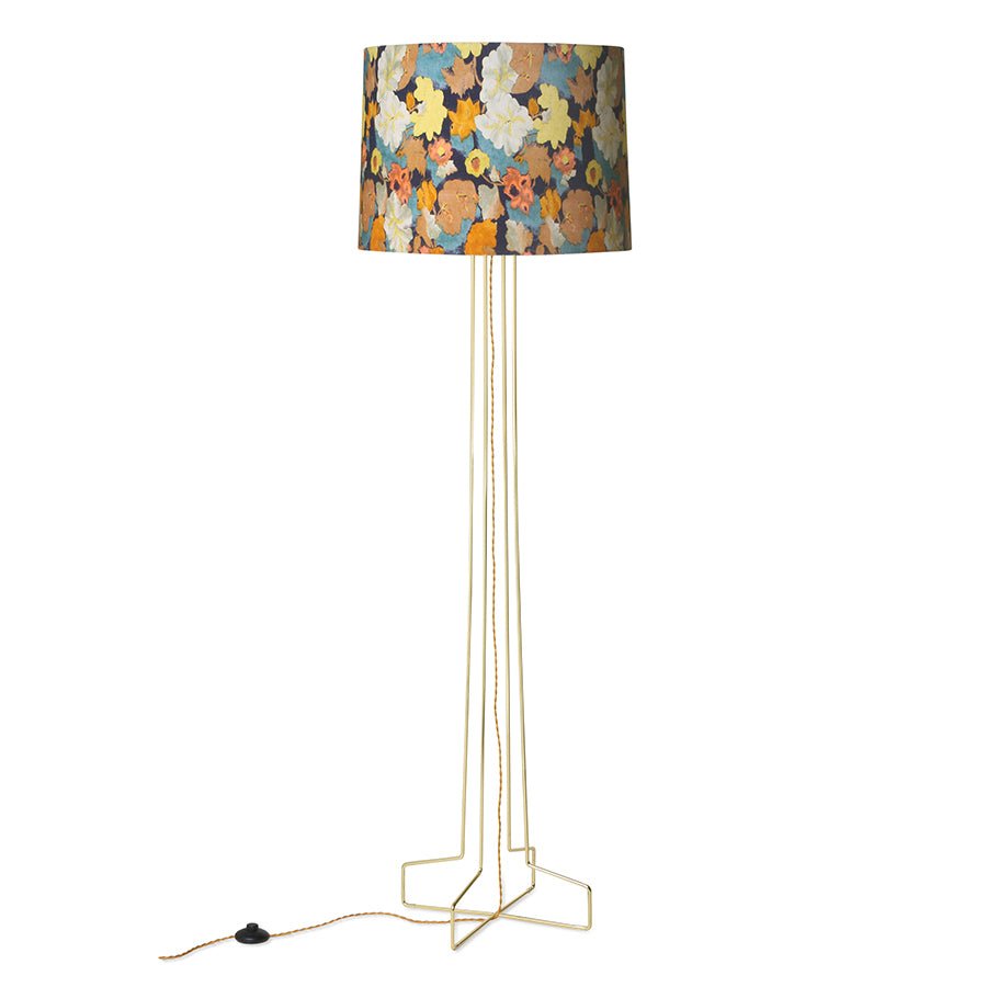 Doris for HKliving Metal Wire Floor Lamp Brass with fitting Lampshade - House of Orange