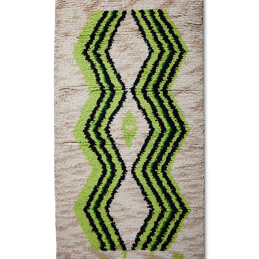 Hand knotted woolen runner neon green (80x370) - House of Orange